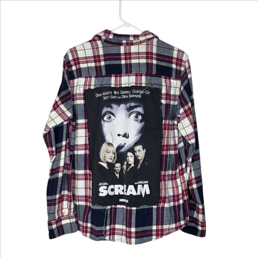 Boneyard Threadz Red Plaid Flannel W/ Scream Graphic On Back Size M/L